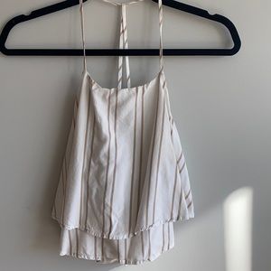white and khaki stripped crop top